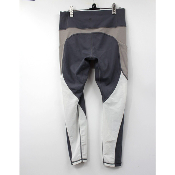 Athleta Leggings Medium Gray White‎ Pull-On Colorblock Tight Lightweight Women - Picture 8 of 13